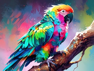 Obraz premium an illustration of a sparkling parrot
