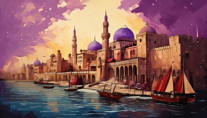 Fototapeta premium medieval fantasy world city