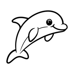 fun cartoon character of dolphin isolated drawing coloring line art style sketch classic vintage design illustration © veeza_design