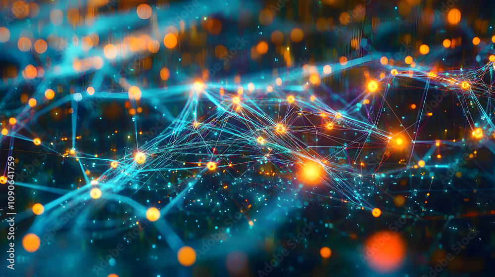 Poster digital future with interconnected nodes and lines