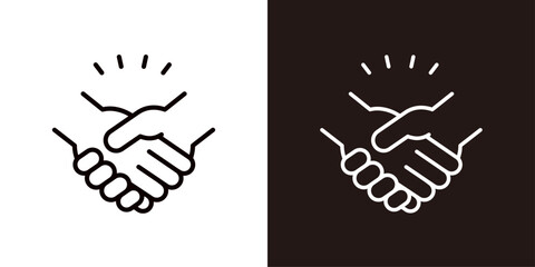 Obraz premium 握手をするシンプルな手のイラストセット＿太い線のアイコン