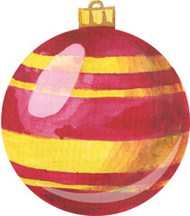 watercolor hand drawn Winter, christmas, xmas, new year decor. Christmas tree decoration, joyful seasonal atmosphere