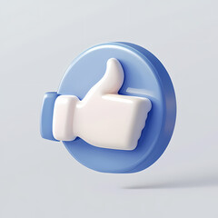 Obraz premium 3D Blue Thumbs-Up Icon for Social Media Engagement and Likes