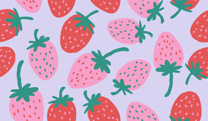 Cute strawberry fruits pattern background vector design