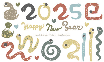 Obraz premium ポップでカラフルな蛇のイラスト素材セット