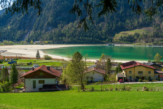 During a spring hiking exercise it is always worth to spot though the green forest nature towards to the Achensee lake and the beautiful turquoise colored water