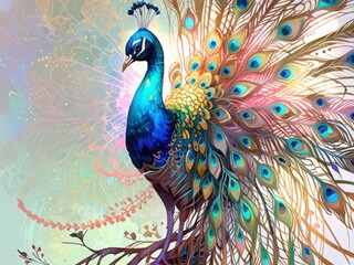 Fototapeta premium an illustration of a sparkling peacock