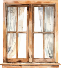 watercolor illustration of window, window, illustration
