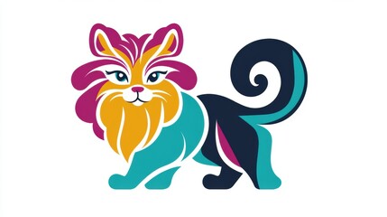 Fototapeta premium A colorful, stylized illustration of a lion-like creature.