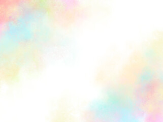 レインボー水彩フレーム 背景透明 にじみ 優しい かわいい 虹色 