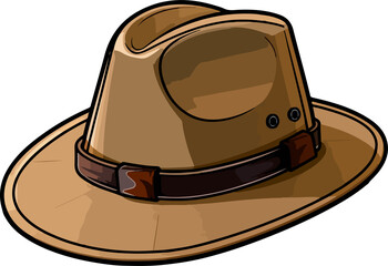Illustration of a Brown Fedora Hat
