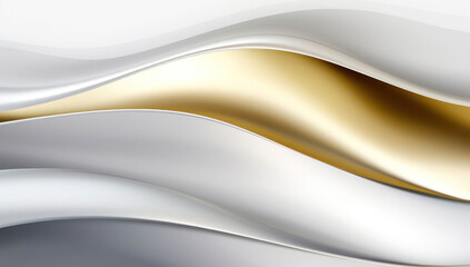 Elegant Abstract Waves in Gold, Silver, and White Creating a Luxurious Background Design for Modern Arts, Websites, and Fashion Themes