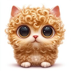 Fototapeta premium A cute, fluffy kitten with large eyes and curly fur, exuding charm.