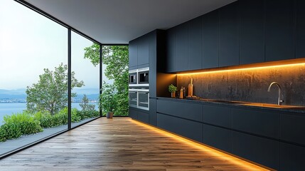 Transform your cooking experience a modern kitchen with sleek lines and minimalist design open view nature-inspired aesthetics