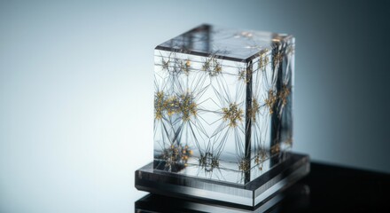 Obraz premium Elegant crystalline sculpture with intricate golden details
