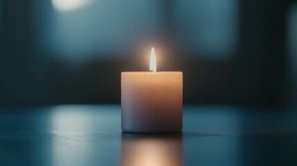 A Close-Up of a Flickering Candle Offering a Warm and Steady Glow in a Calm and Cozy Environment Perfect for Creating a Peaceful Atmosphere