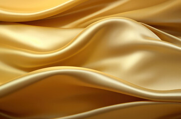 Obraz premium Elegant Golden Satin Fabric in Flowing Waves, Displaying Luscious Texture and Sheen Perfect for Fashion and Interior Design Projects