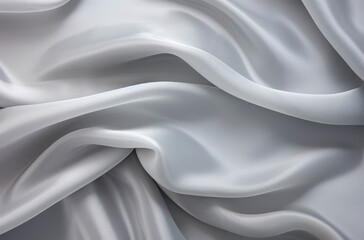 Obraz premium Soft and Shimmering White background Satin Fabric with Elegant Drapes and Flowing Textures Perfect for Fashion, Decoration, and Artistic Backgrounds