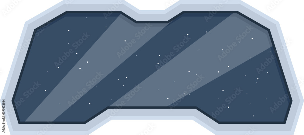 Wall mural view from spaceship window with starry sky and light beams