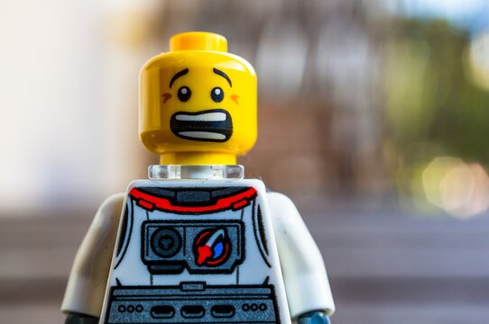 Scared Lego astronaut figurine