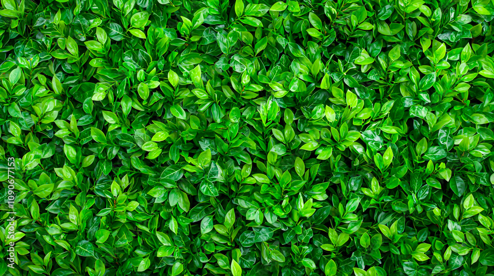 Sticker Vibrant Green Leaves Wall Background for Nature Themes