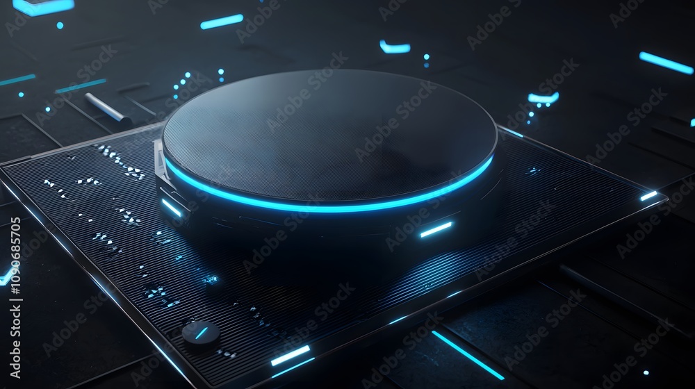 Aufkleber Futuristic tech design digital studio 3d model high-tech environment close-up view innovation concept