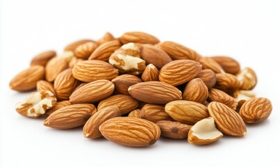 Almonds pile, healthy snack, nutritious food, natural source of protein, rich in vitamins and minerals, perfect for cooking and baking