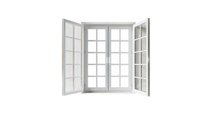 Open White Casement Window with Multiple Panes
