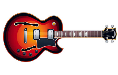 Acoustic guitar isolated  on transparent background.