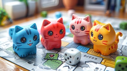 Obraz premium Playful Cats on a Board Game
