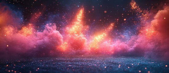 Obraz premium Abstract background with bright pink and orange fire clouds.