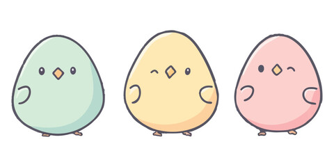 Fototapeta premium Vector set of cute cartoon Easter eggs with different patterns and textures on a white background