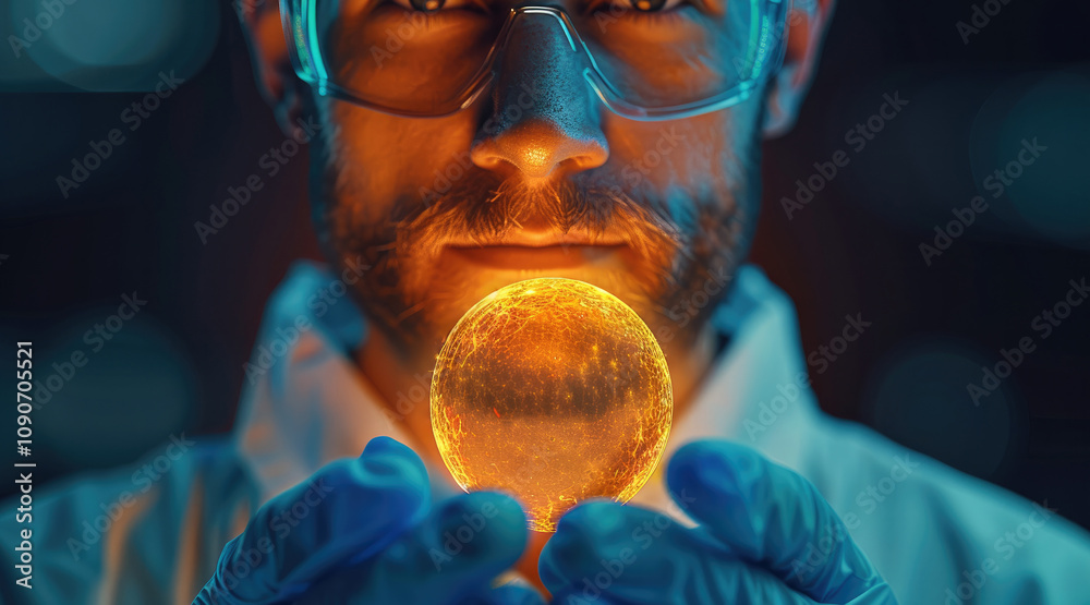 Aufkleber A scientist using quantum encryption technology in a controlled environment, ambient light.