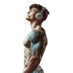 Gym man side view transparent backgeound