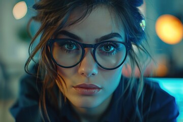 Fototapeta premium Close-up Portrait of a Young Woman in Glasses