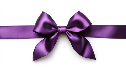 Purple satin ribbon bow isolated on a white background A vibrant design suitable for certificate embellishments 2D cartoon illustrations and realistic decoration for celebrations and gift wrapping