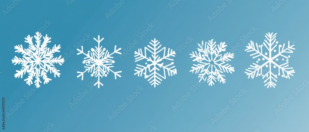 Poster simple design of snowflakes featuring grouped flakes that are easy to edit and customize in color