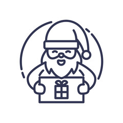Santa holding a gift symbolizes holiday joy and giving.