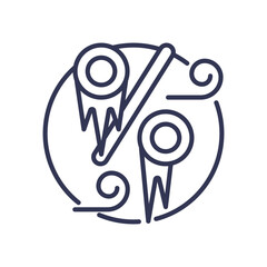 Winter-themed percentage symbol with snowflakes, representing seasonal discounts.