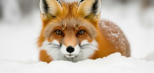Obraz premium A beautiful red fox in a snowy landscape, showcasing its striking features and colors.