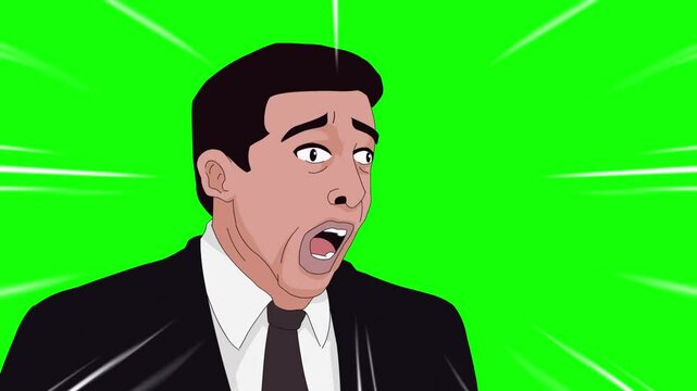 Surprised and Shocked Man on Chroma Key Background, Shocked Man Reaction on Green Screen