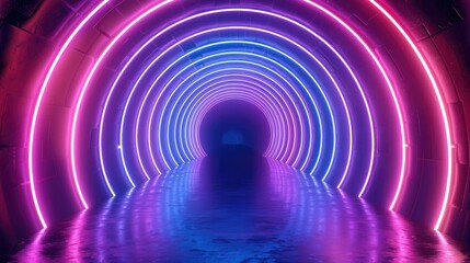 An animated video background for a TV show opening, featuring a tunnel entrance with light effects and purple-blue neon lights, set against a dark backdrop.