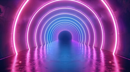 An animated video background for a TV show opening, featuring a tunnel entrance with light effects and purple-blue neon lights, set against a dark backdrop.