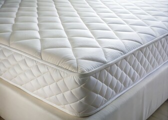 Fototapeta premium Close-Up of a White Mattress Protector on a Well-Made Bed Showcasing Quality Bedding, Cleanliness, and Comfort for Optimal Sleep Experience