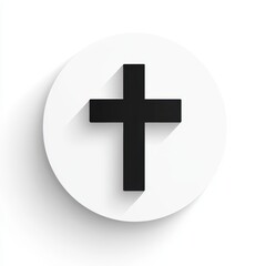 Obraz premium Simple Black and White Cross Icon Inside a Circle Shape
