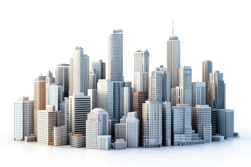 Fototapeta premium 3D illustration of urban buildings on a white background