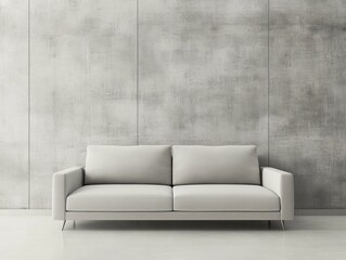 Light Grey Sofa Against Concrete Wall Background