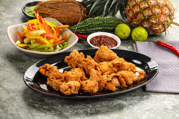 Golden crispy Breaded calamari snack