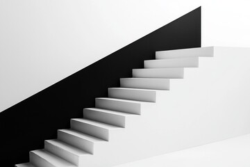 Obraz premium A minimalist composition featuring black and white design, with an open staircase, symbolizing adventure