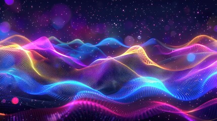 Obraz premium Abstract Colorful Waves with Glittering Lights